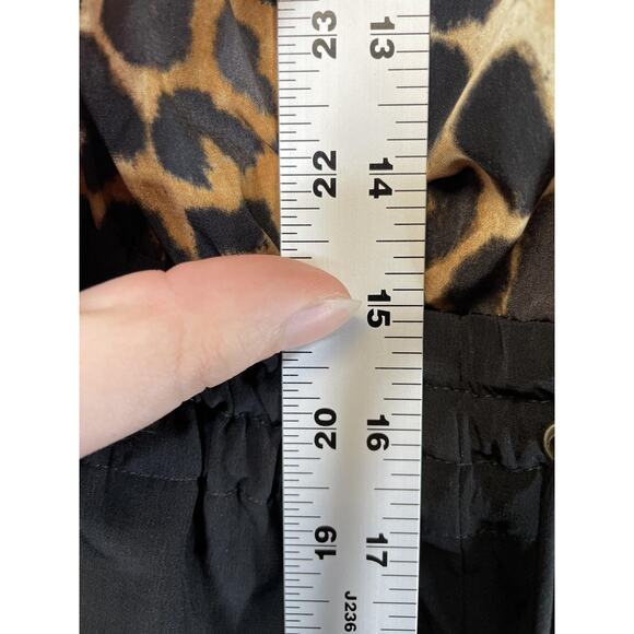 Express Jumpsuit Womens Medium Black Leopard Strapless Drawstring Waist Pockets - Picture 4 of 10